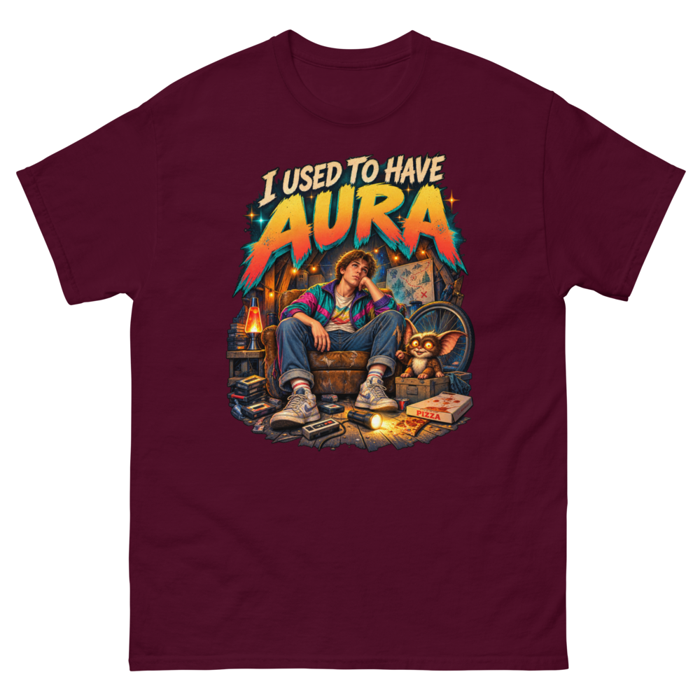 I Used to Have Aura — Maroon T-Shirt, front view