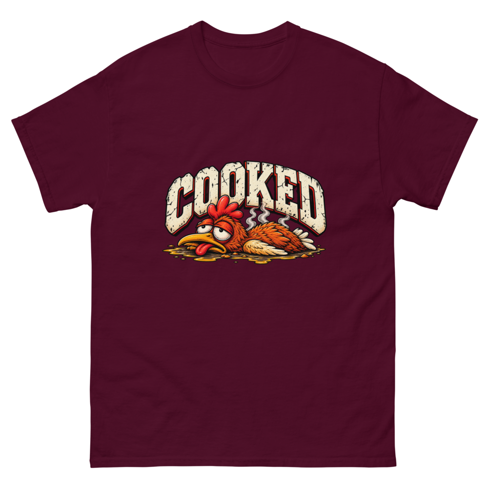 COOKED — Maroon T-Shirt, front view