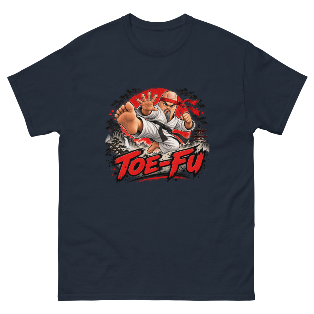Toe-Fu — Navy T-Shirt, front view