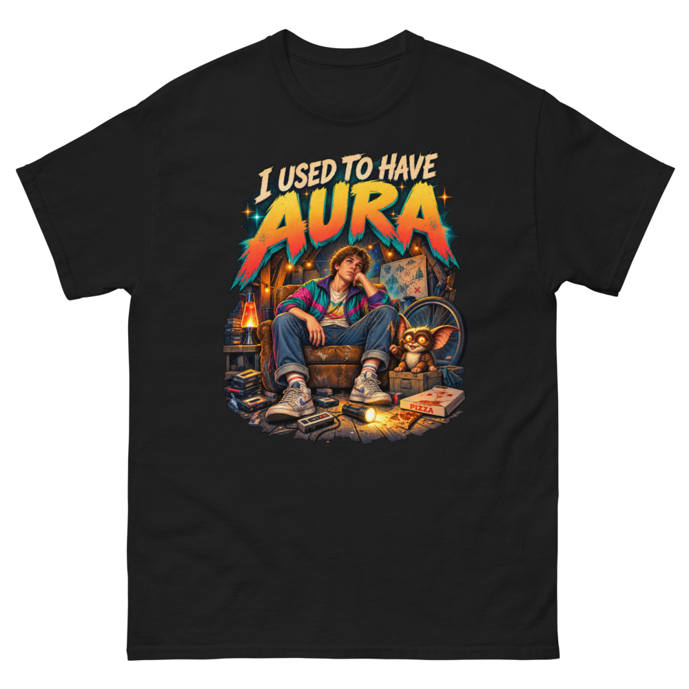 I Used to Have Aura — Black T-Shirt, front view