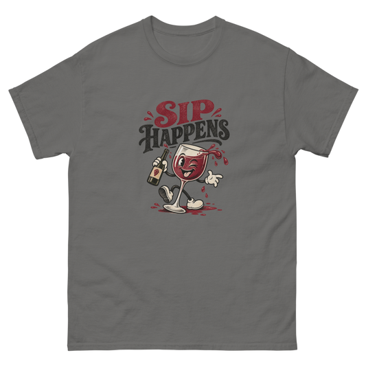 Sip Happens — Charcoal T-Shirt, front view