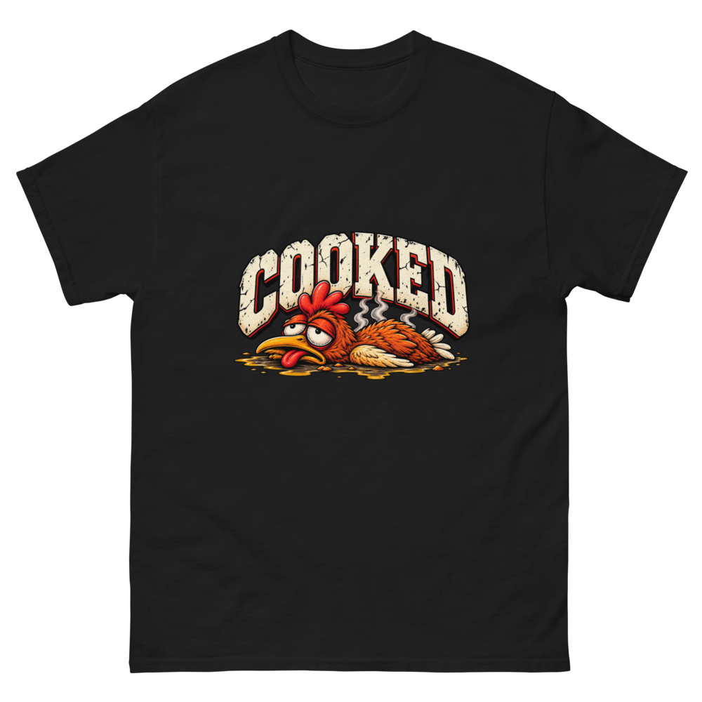 COOKED — Black T-Shirt, front view