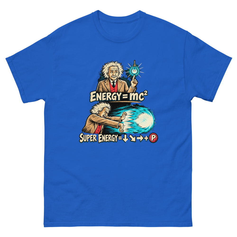 Super Energy — Einstein Arcade — Royal T-Shirt, front view