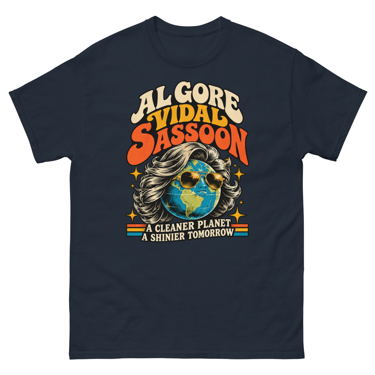 Al Gore Vidal Sassoon — Navy T-Shirt, front view