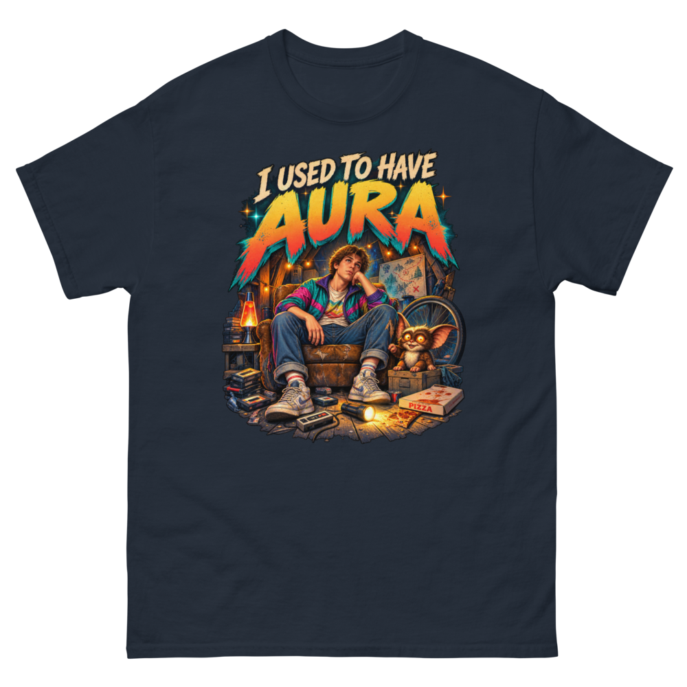 I Used to Have Aura — Navy T-Shirt, front view