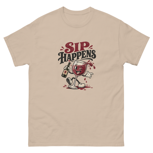 Sip Happens — Sand T-Shirt, front view
