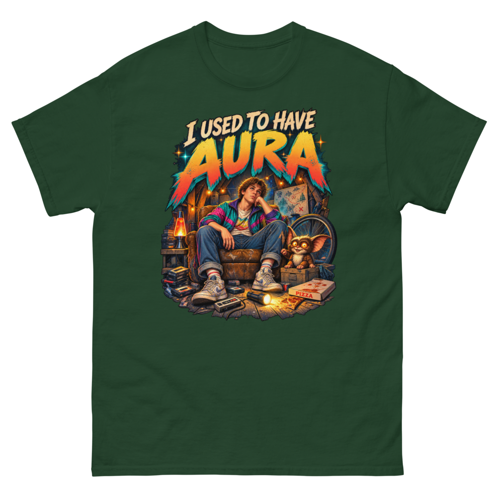 I Used to Have Aura — Forest Green T-Shirt, front view