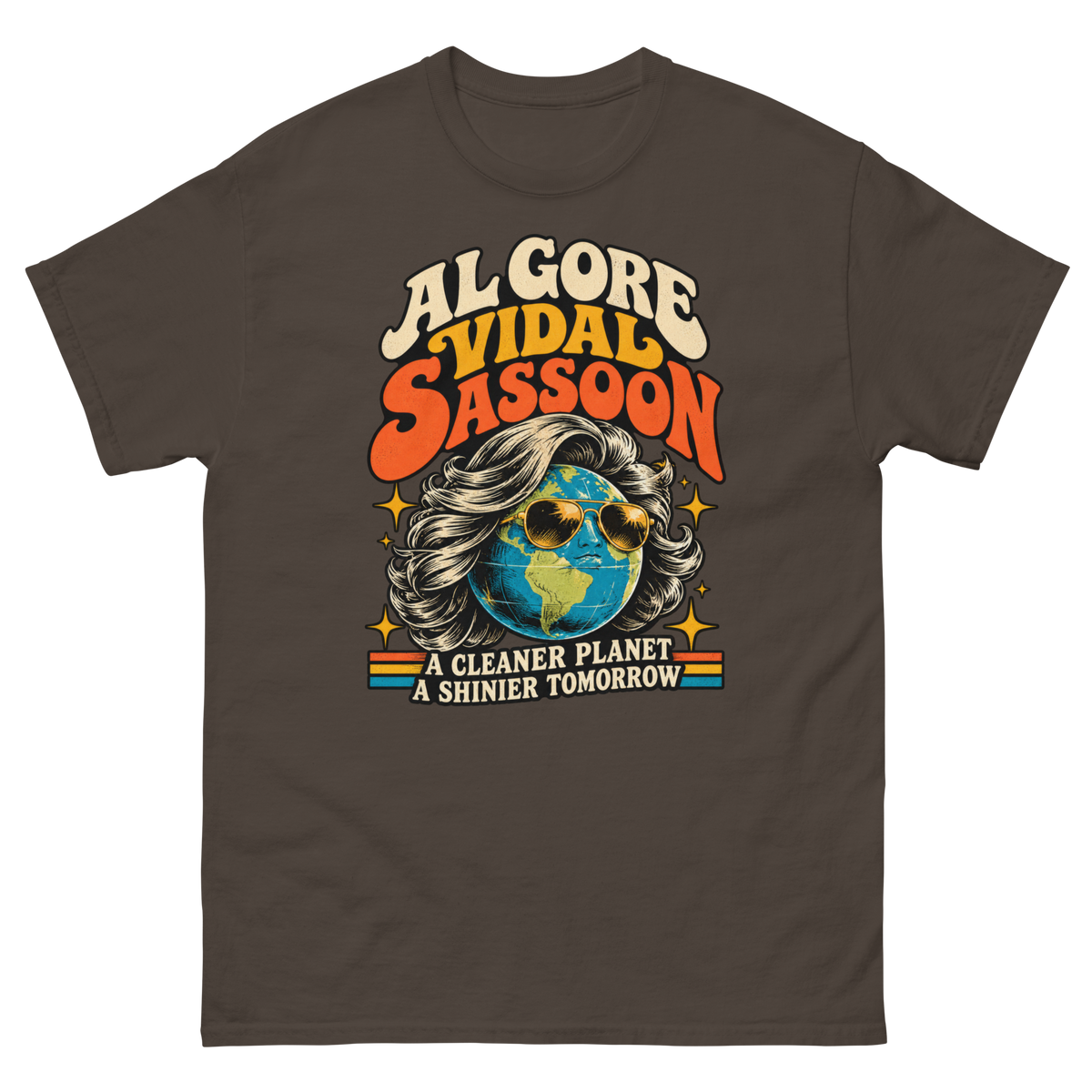 Al Gore Vidal Sassoon — Dark Chocolate T-Shirt, front view