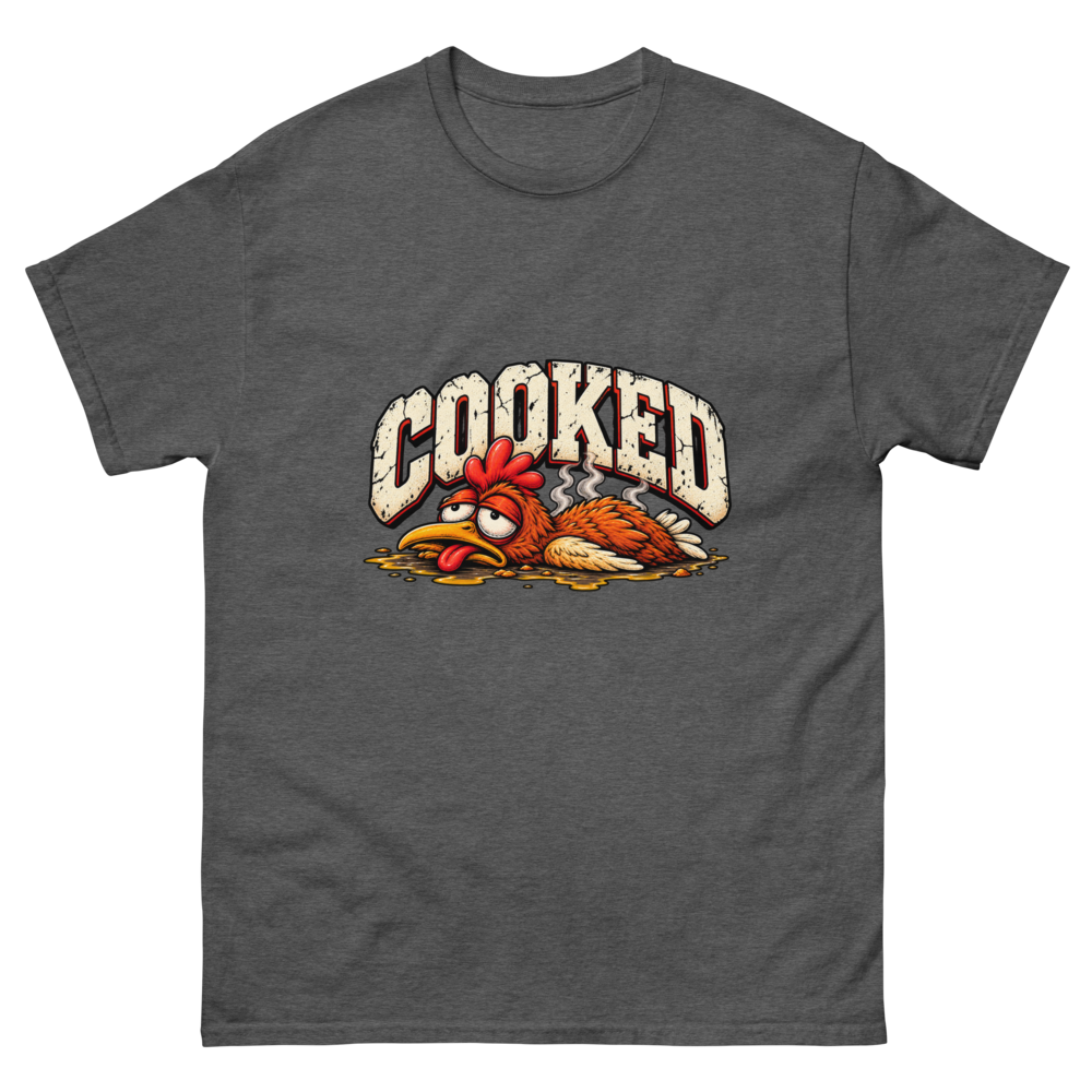 COOKED — Dark Heather T-Shirt, front view