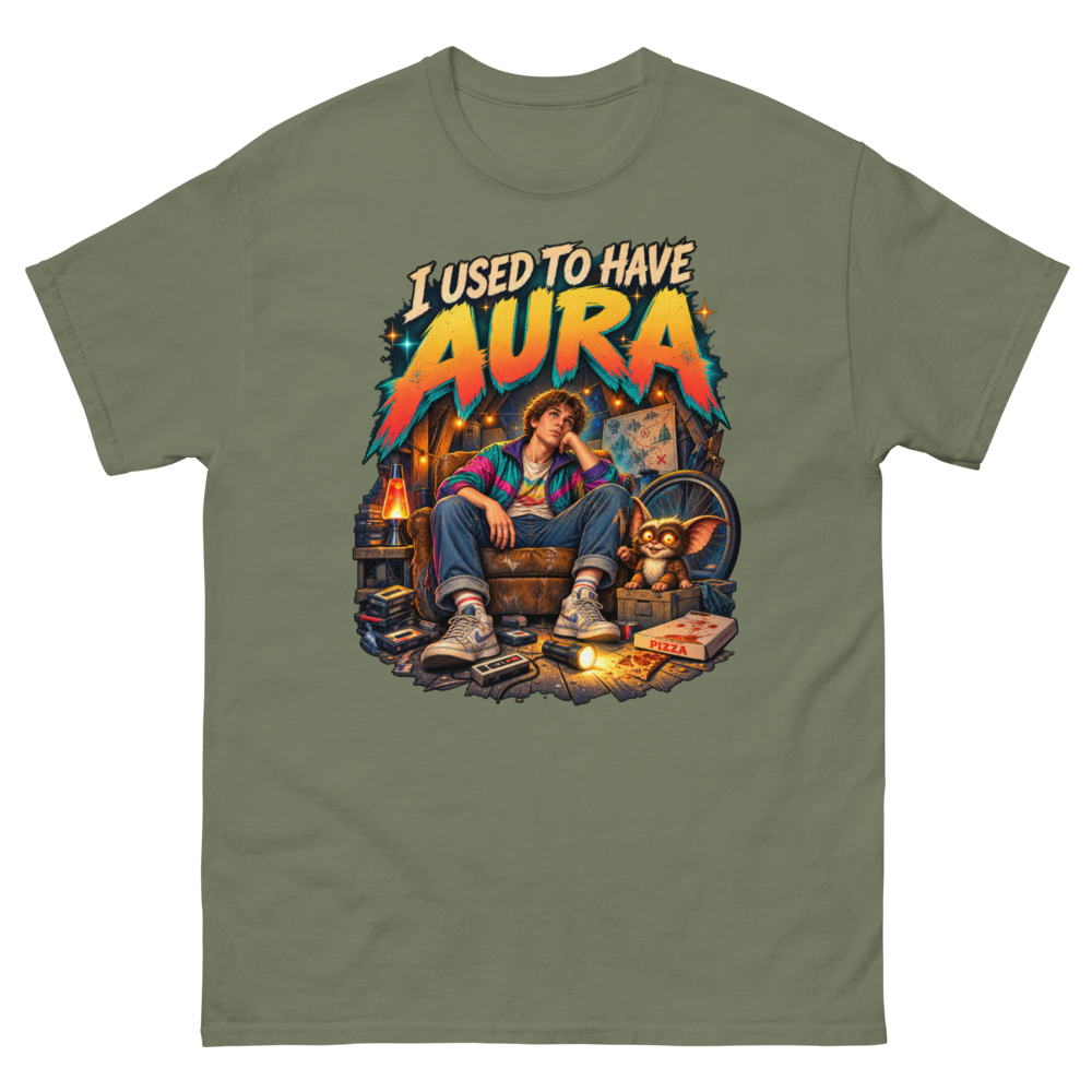 I Used to Have Aura — Military Green T-Shirt, front view