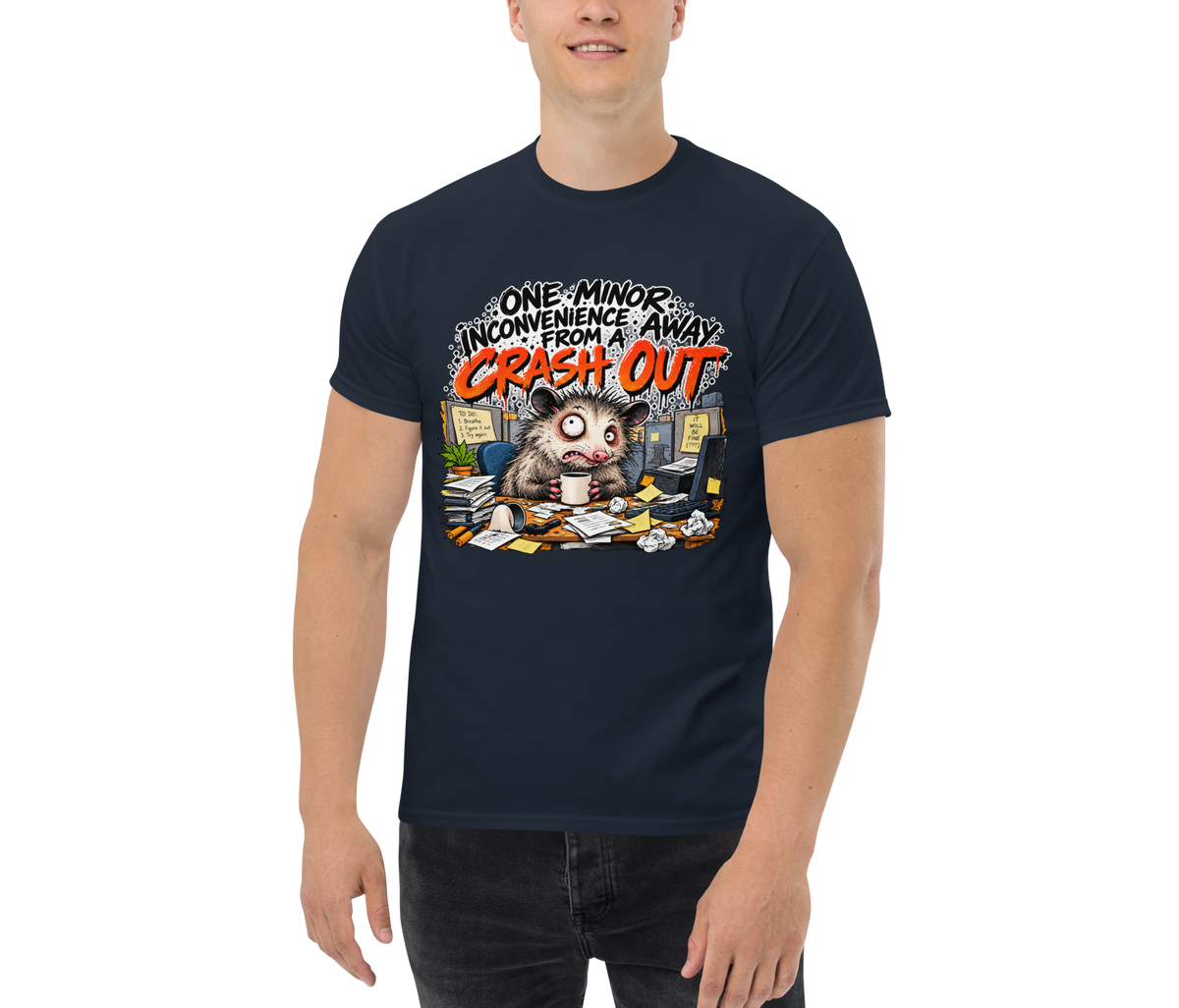 One Minor Inconvenience Away From a Crash Out — Navy — Men's front view