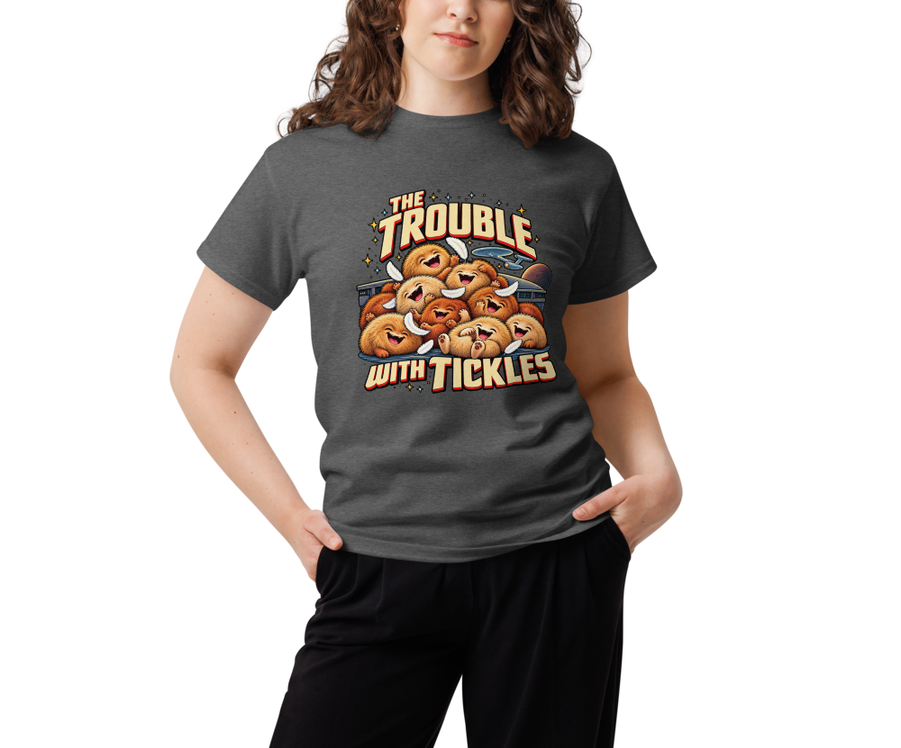 The Trouble with Tickles — Dark Heather — Women's front view