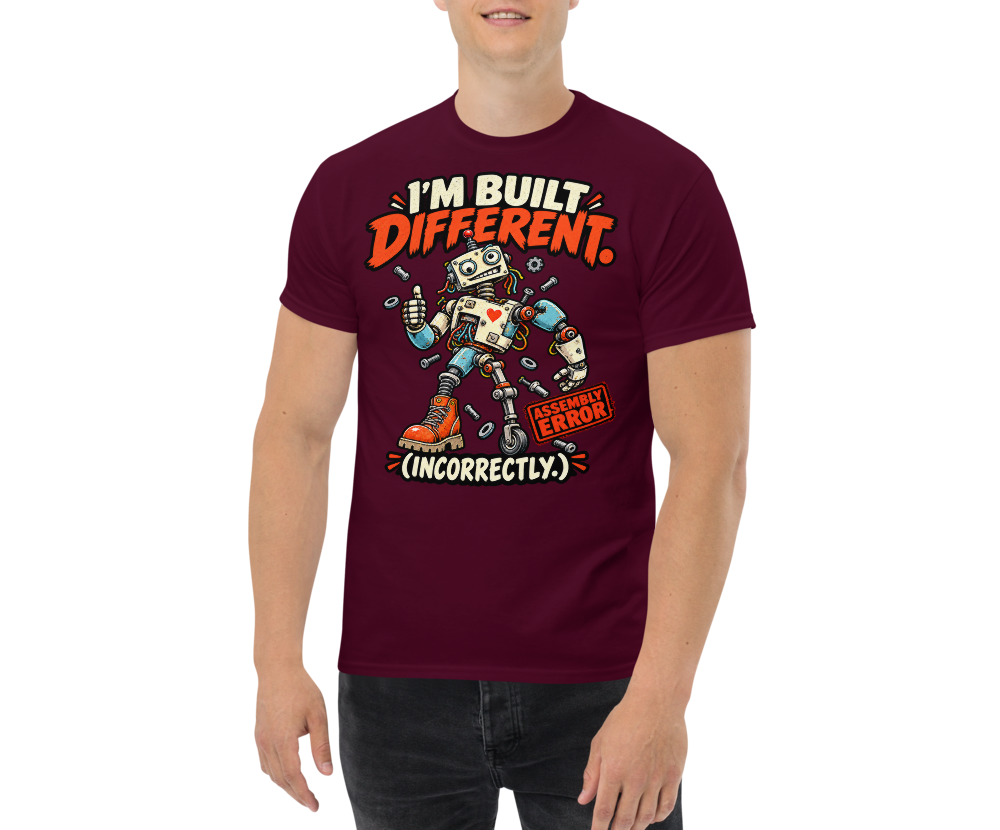 I'm Built Different (Incorrectly) — Maroon — Men's front view