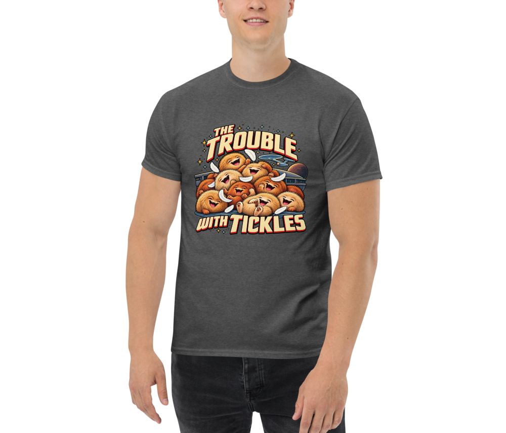The Trouble with Tickles — Dark Heather — Men's front view